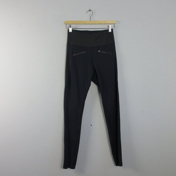 ADAY Throw & Roll Women's Leggings S Blue Zipped Pockets Stretch Running 252 - Picture 1 of 13